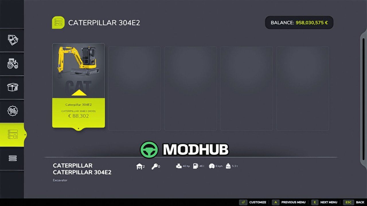 Мініекскаватор Caterpillar 304E2 V1.0 для FS25
