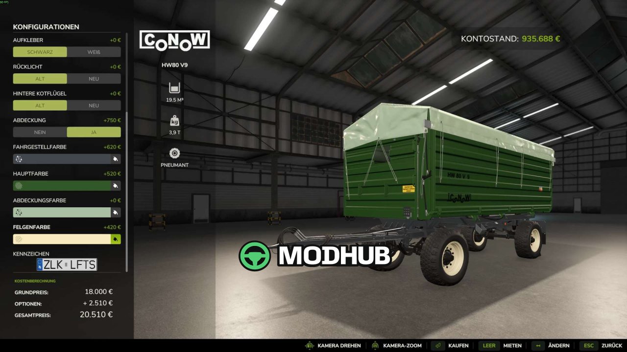 Причіп Conow HW 80 V5.1 v5.2 v9 v1.0.0.3 для FS25