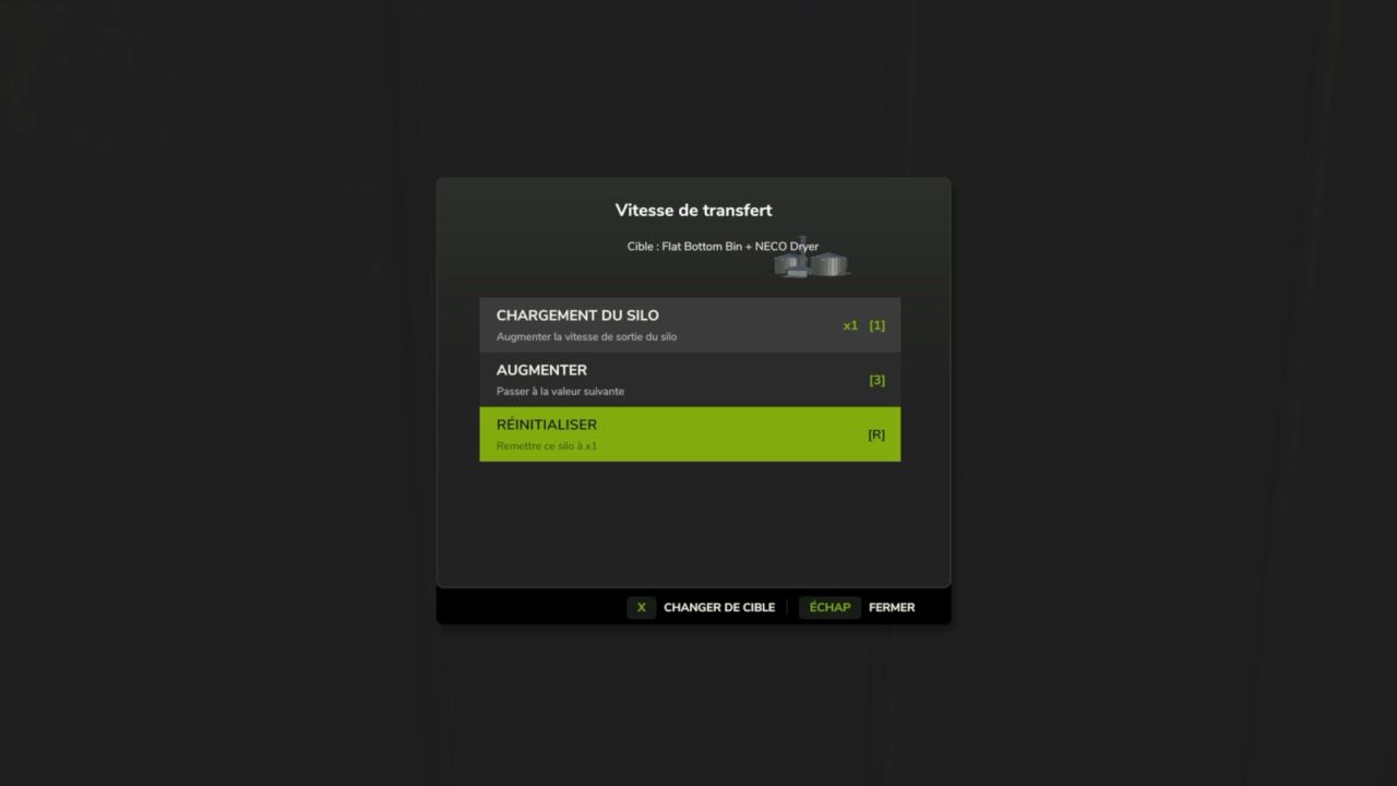 Меню швидкості передачі для Farming Simulator 25