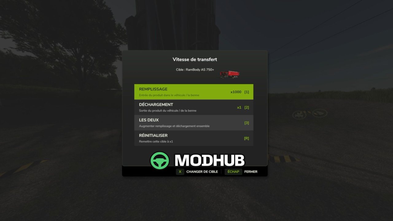 Меню швидкості Transfer Speed V1.0 для FS25