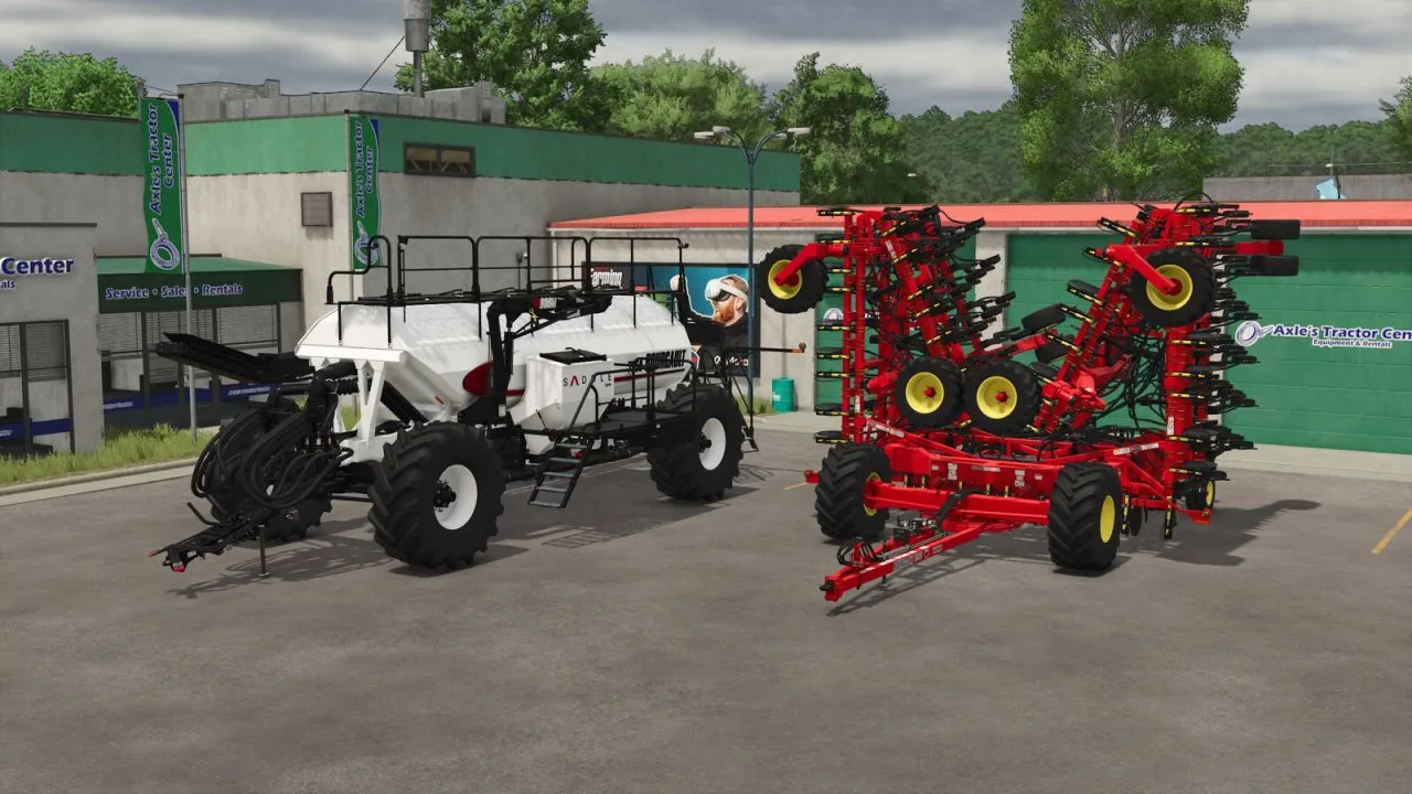 Effiziente Sämaschine Bourgault 3320-76 Paralink Hoe Drill + Bunker 7950 Air Cart für schnelles Säen