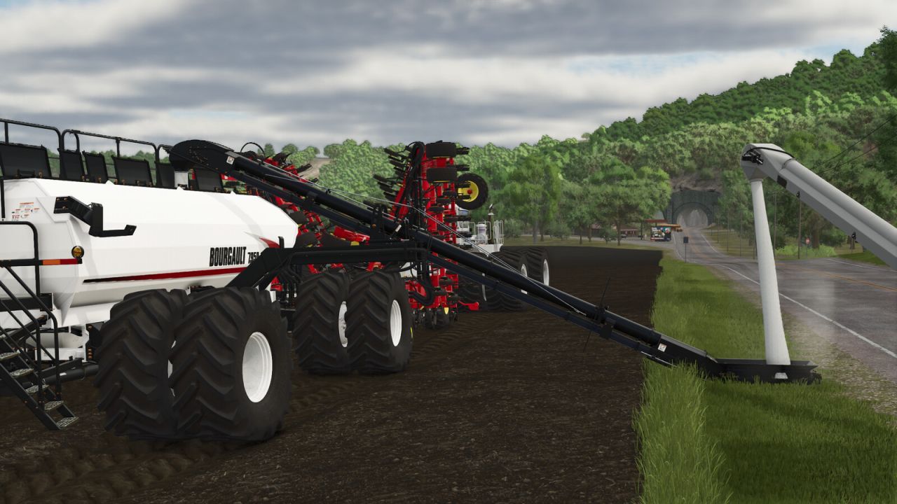 Effiziente Sämaschine Bourgault 3320-76 Paralink Hoe Drill + Bunker 7950 Air Cart für schnelles Säen