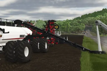 Effiziente Sämaschine Bourgault 3320-76 Paralink Hoe Drill + Bunker 7950 Air Cart für schnelles Säen — 2