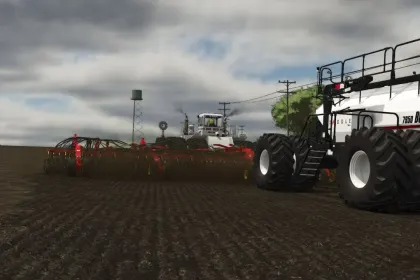 Effiziente Sämaschine Bourgault 3320-76 Paralink Hoe Drill + Bunker 7950 Air Cart für schnelles Säen — 4