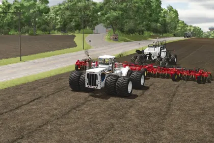 Effiziente Sämaschine Bourgault 3320-76 Paralink Hoe Drill + Bunker 7950 Air Cart für schnelles Säen — 5