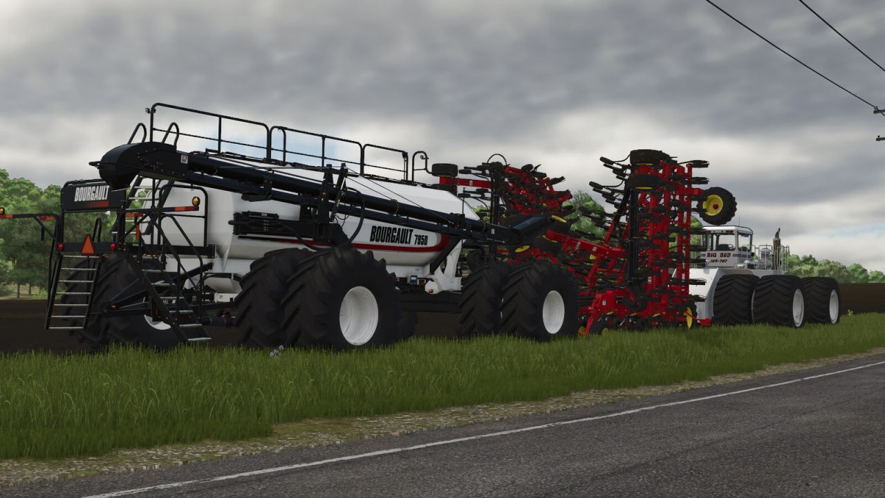 Effiziente Sämaschine Bourgault 3320-76 Paralink Hoe Drill + Bunker 7950 Air Cart für schnelles Säen