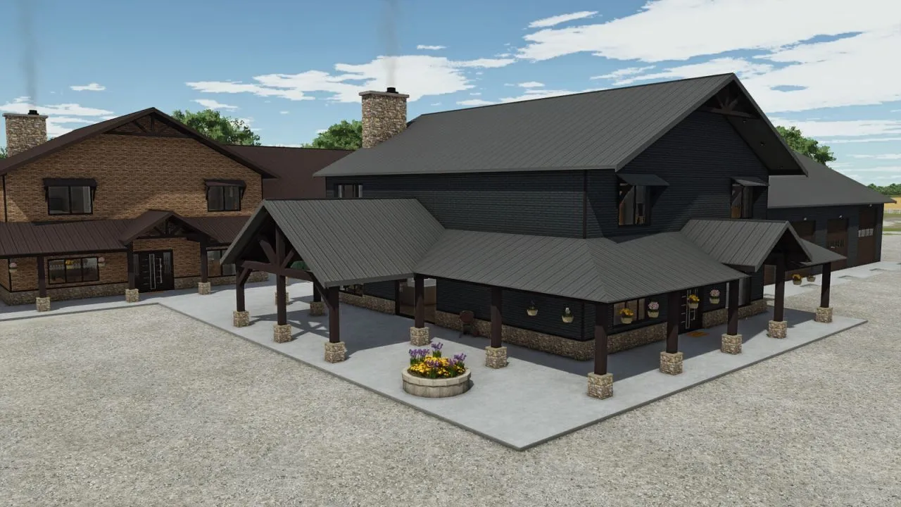 Moderne BarnDom (Barndominium) mit Werkstatt und Waschplatz für Farming Simulator 25