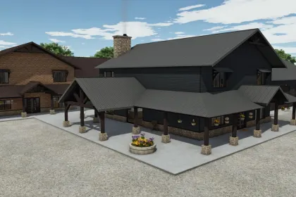 Moderne BarnDom (Barndominium) mit Werkstatt und Waschplatz für Farming Simulator 25 — 1