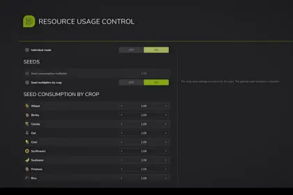 Resource Usage Control для Farming Simulator 25 — 3
