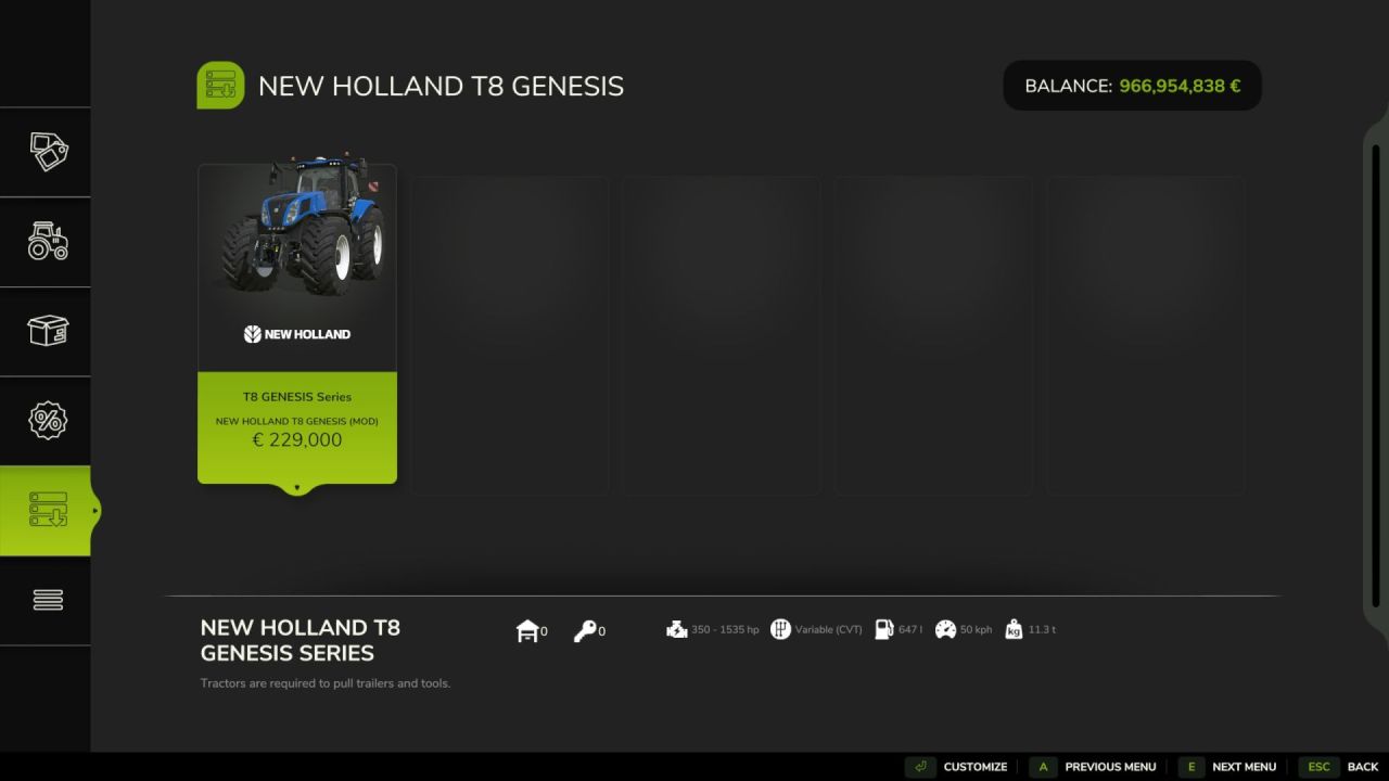 Трактор New Holland T8 Genesis для Farming Simulator 25