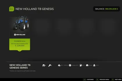 Трактор New Holland T8 Genesis для Farming Simulator 25 — 2