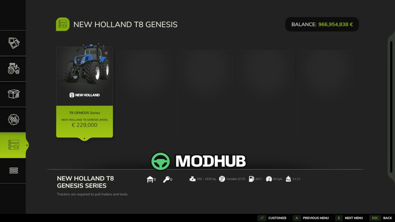 Трактор New Holland T8 Genesis V1.1 для FS25