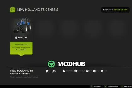 Трактор New Holland T8 Genesis V1.1 для FS25 — 2