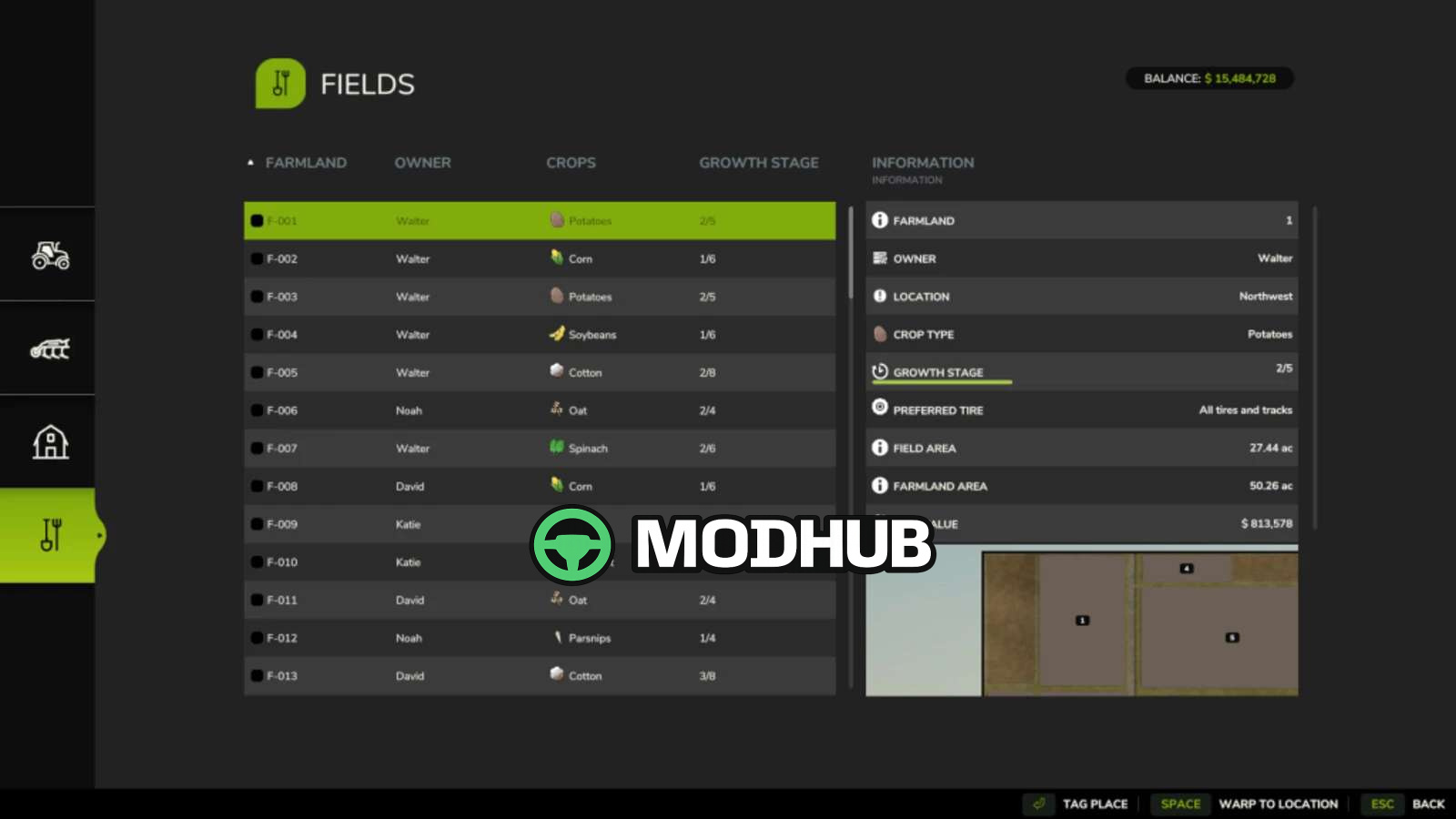 Mod na Interfejs/utylity Advanced Farm Manager v1000 dla Farming Simulator 25