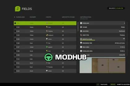Мод на Інтерфейс/утиліти Advanced Farm Manager v1.0.0.0 для Фермер Симулятор 25