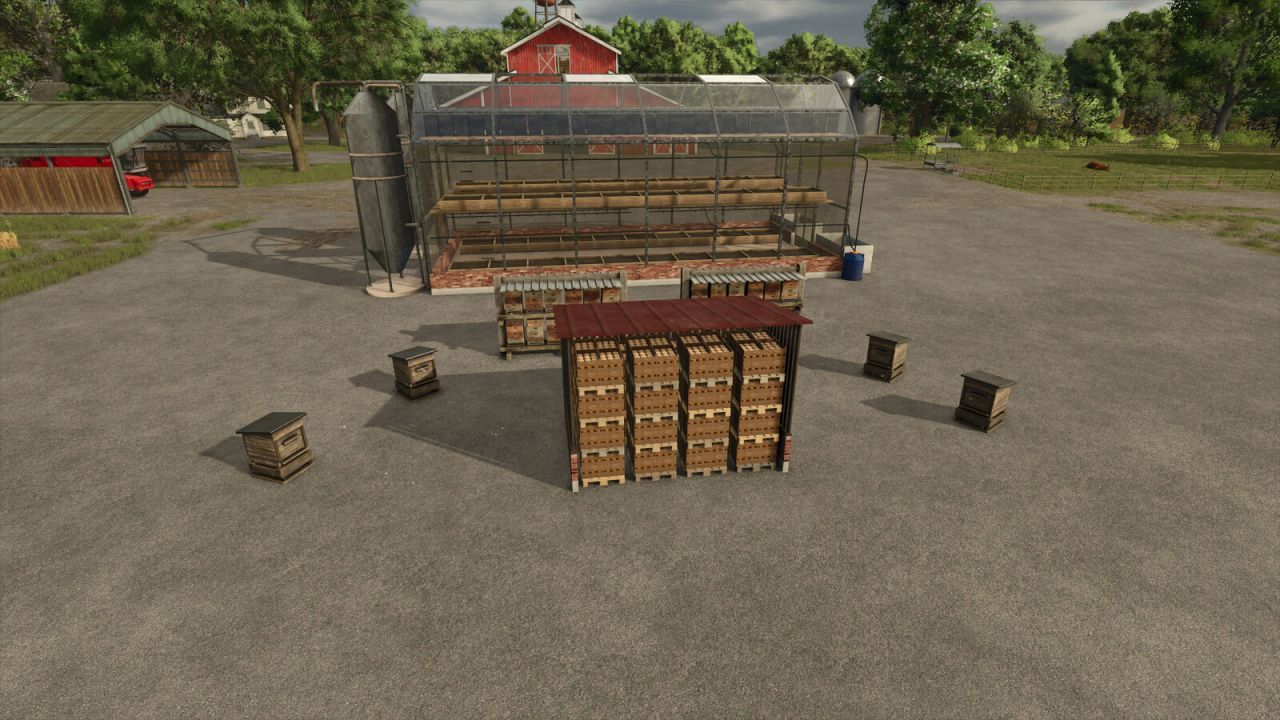 Сховище/сараї для бджолиних медових палеток для Farming Simulator 25