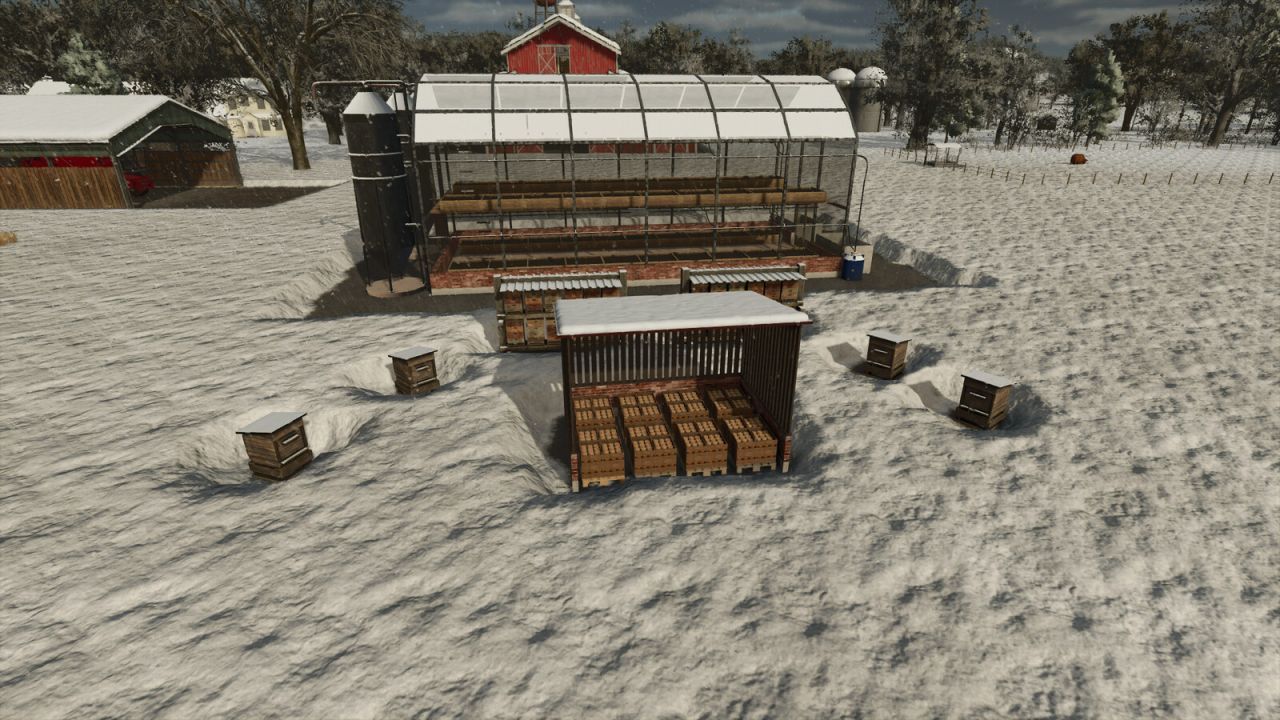 Сховище/сараї для бджолиних медових палеток для Farming Simulator 25