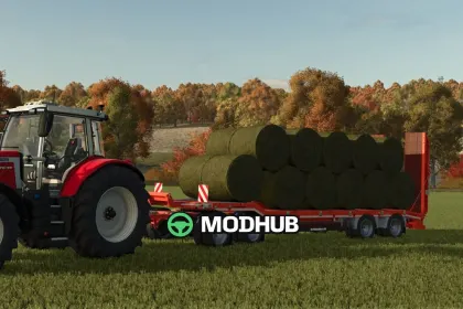 Низькорамний причіп Lowloader Bale Autoload Pack V1.0 для FS25