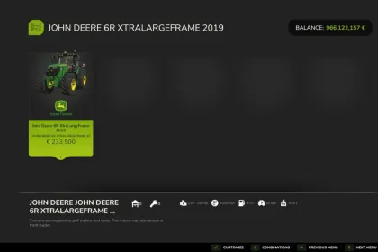 Трактор John Deere 6230-6250R 2019 для Farming Simulator 25 — 3