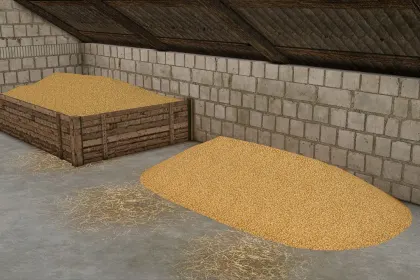Praktyczne Grain Boxes dla FS25 — Tanie Przechowywanie Ziarna w Budynkach i na Poddaszu