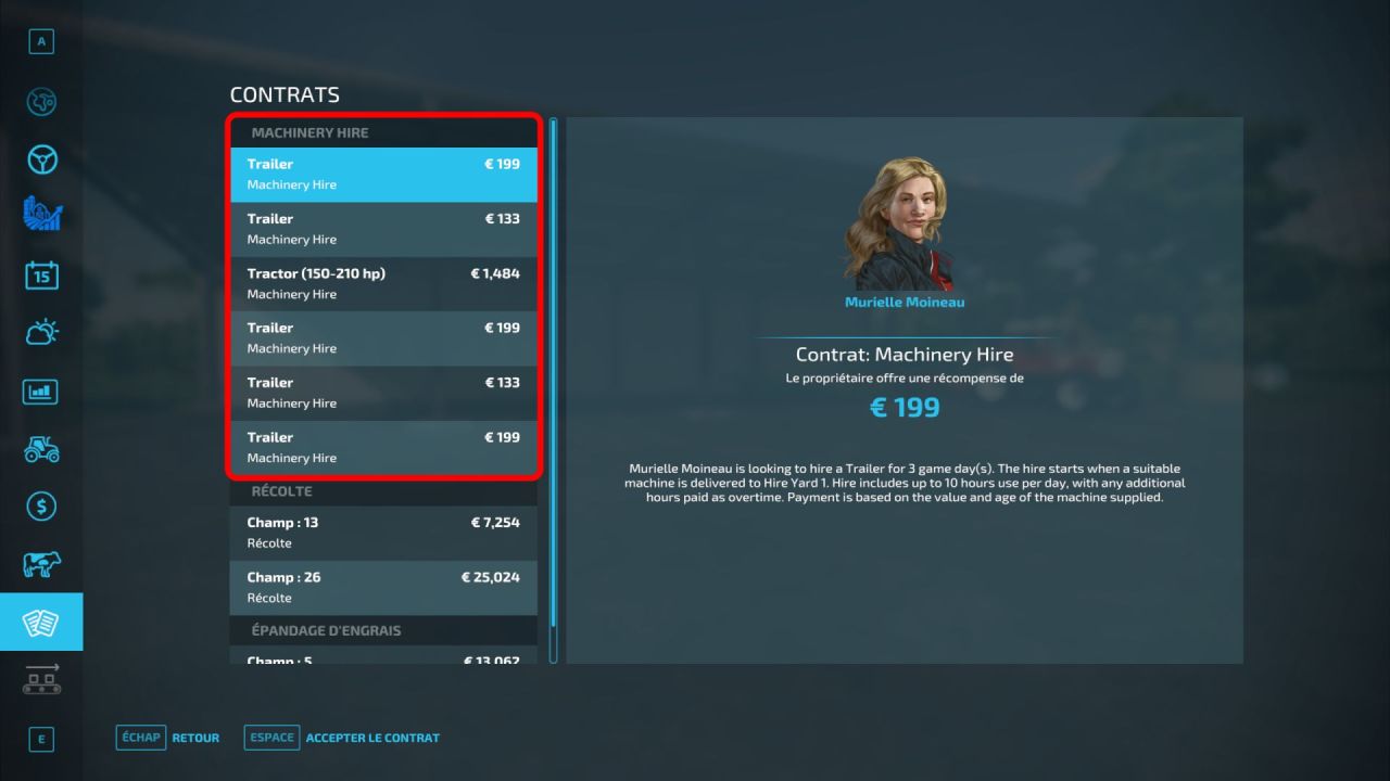 Maschinenmiet-Verträge für Farming Simulator 22