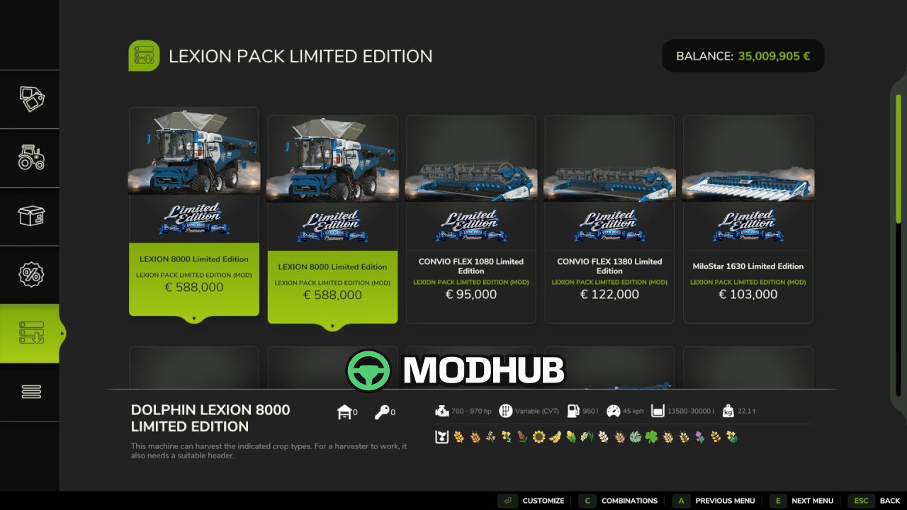 Комбайн Claas Lexion Pack Limited Edition V1.0.0.1 для FS25