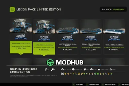 Комбайн Claas Lexion Pack Limited Edition V1.0.0.1 для FS25 — 2