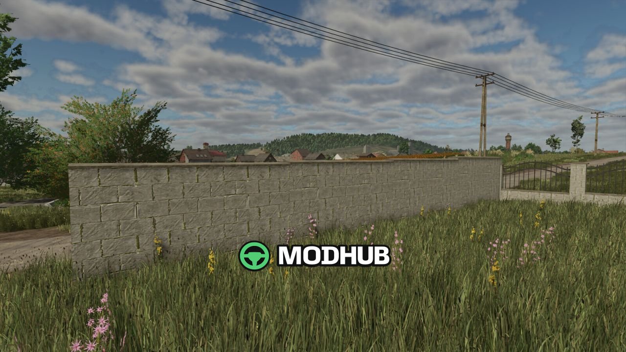 Декоративний паркан Concrete Tile Fence (Prefab) V1.0 для FS25