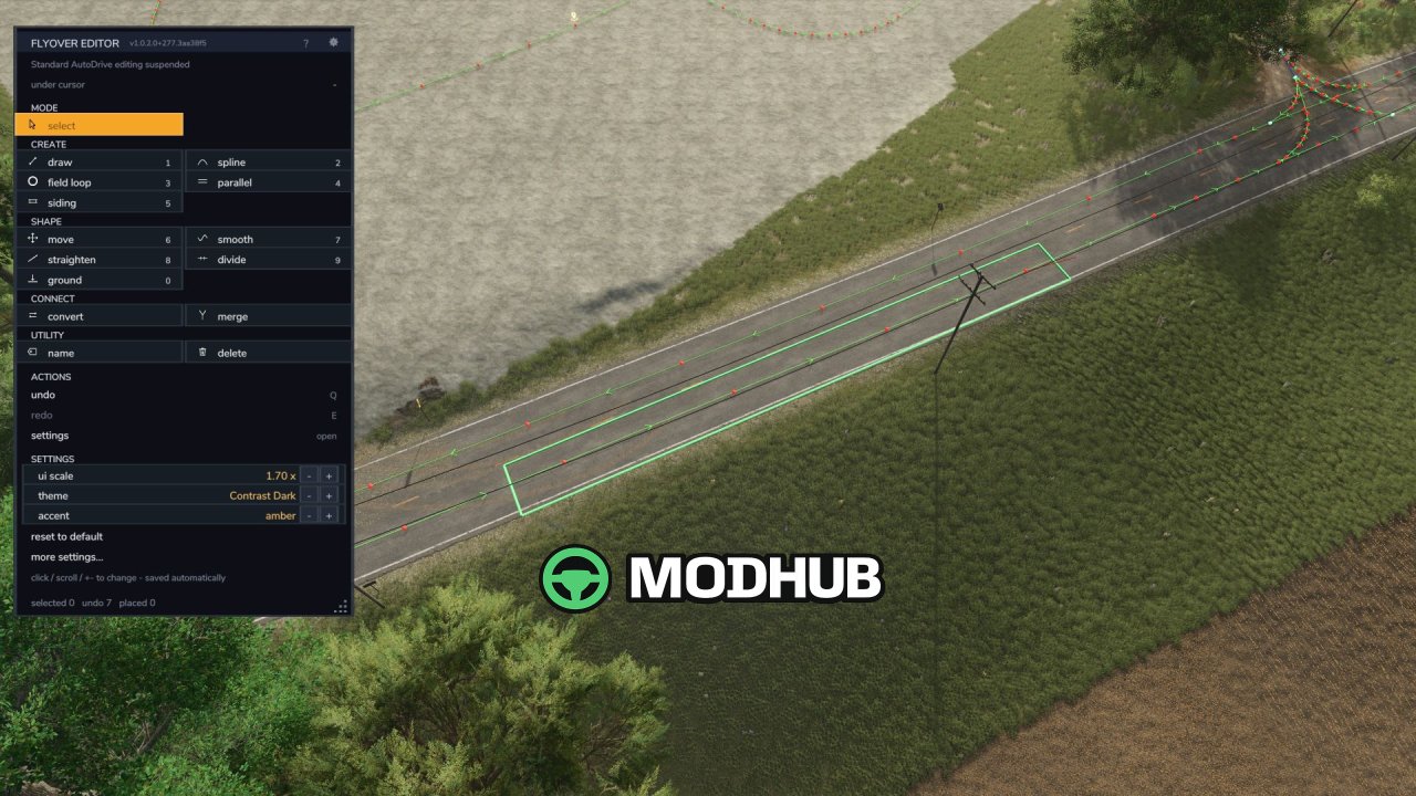 Редактор маршрутів AutoDrive з висоти для FS25
