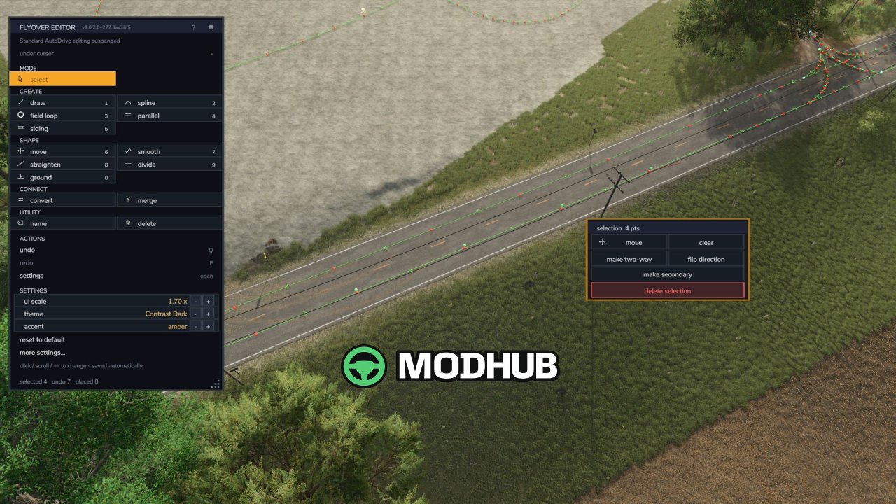 Редактор маршрутів AutoDrive з висоти для FS25