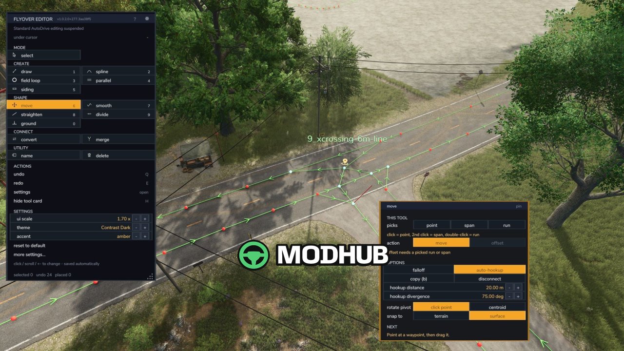 Редактор маршрутів AutoDrive з висоти для FS25