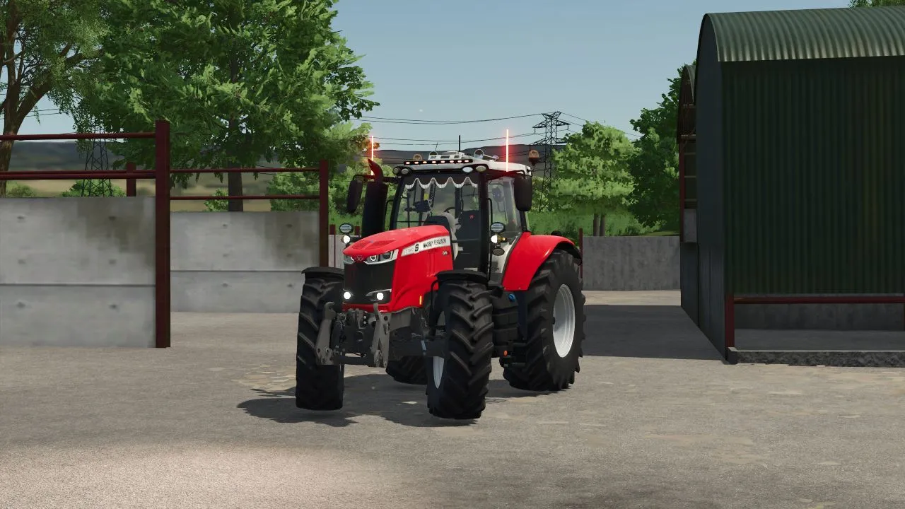 Efektywny Traktor Massey Ferguson 7700S Edit z Czerwonymi Markerami i LED-Belkami do FS25