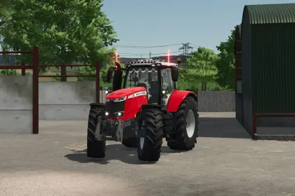 Efektywny Traktor Massey Ferguson 7700S Edit z Czerwonymi Markerami i LED-Belkami do FS25 — 1