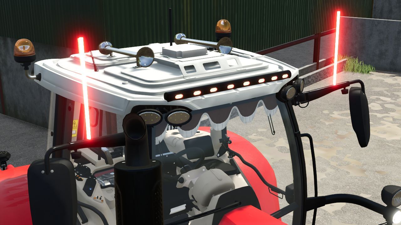 Efektywny Traktor Massey Ferguson 7700S Edit z Czerwonymi Markerami i LED-Belkami do FS25
