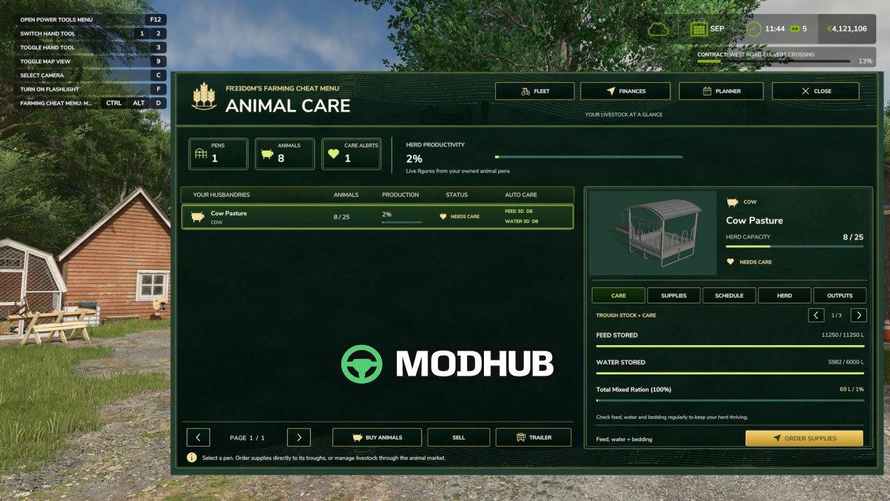 Скрипт Fr33d0m's Farming Cheat Menu v1.0 для FS25