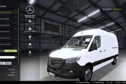 Ефективний Фургон Mercedes-Benz Sprinter 2021 для Farming Simulator 25 з Реалістичним Світлом — 3