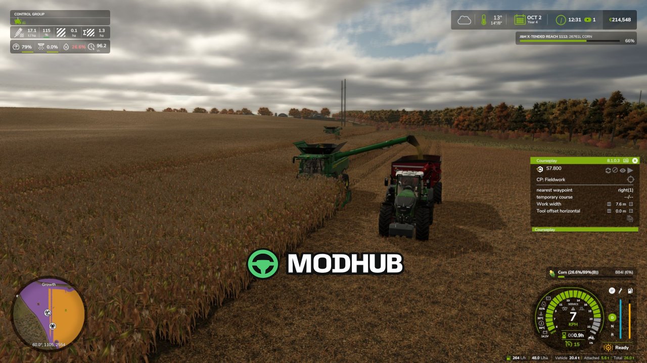 Скрипт Courseplay: Unload Me V1.1.1 для FS25