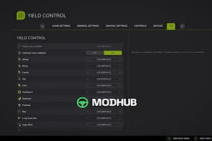 Скрипт Yield Control V2.1.0.1 для FS25