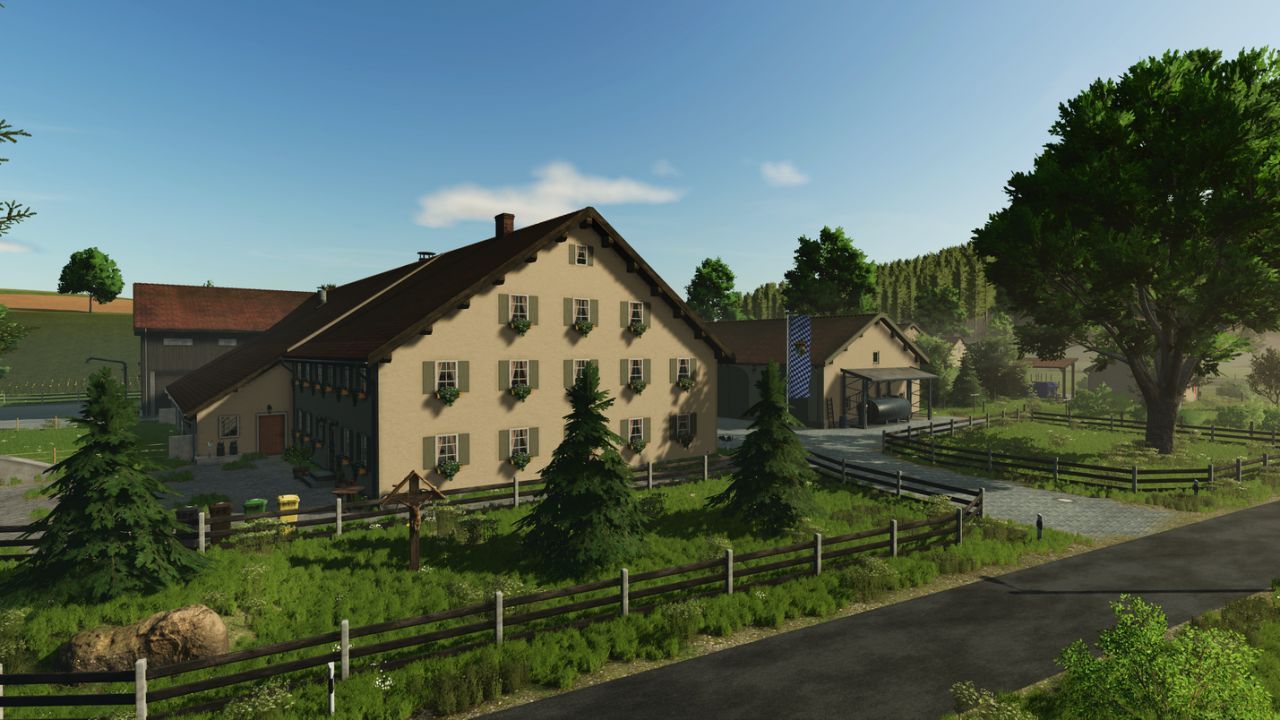 Atmosphärische Karte Weipersdorf 2x für Farming Simulator 25 — Bayerische Hügel und 9 Höfe