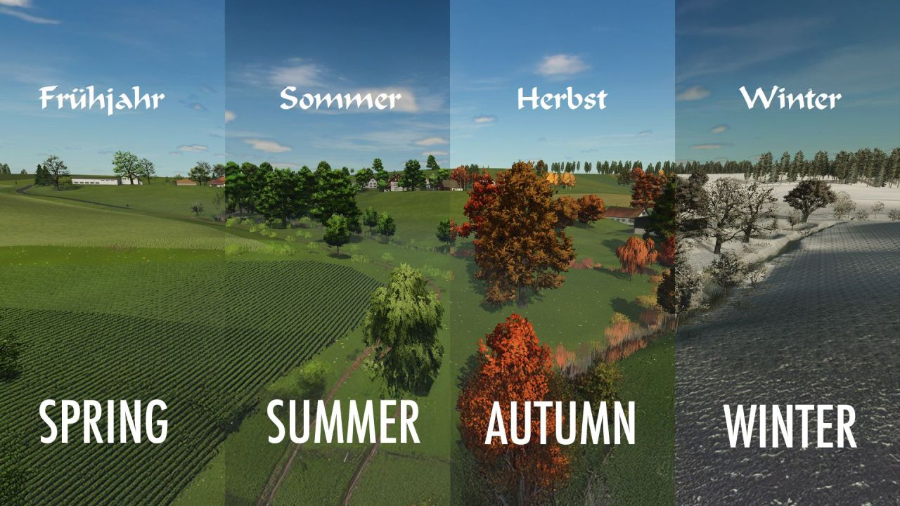 Atmosphärische Karte Weipersdorf 2x für Farming Simulator 25 — Bayerische Hügel und 9 Höfe