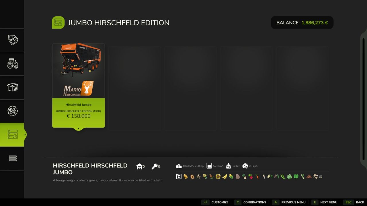 Forage Wagon Jumbo Gold Edition Hirschfeld for Farming Simulator