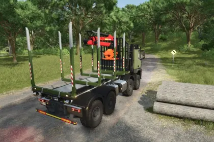 Efficient Forest Platform HKL with Crane for Mercedes and Hooklift in Farming Simulator 25 — 1