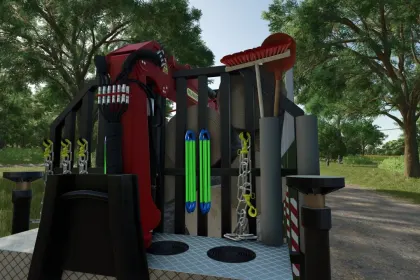 Efficient Forest Platform HKL with Crane for Mercedes and Hooklift in Farming Simulator 25 — 3
