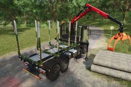 Efficient Forest Platform HKL with Crane for Mercedes and Hooklift in Farming Simulator 25 — 5