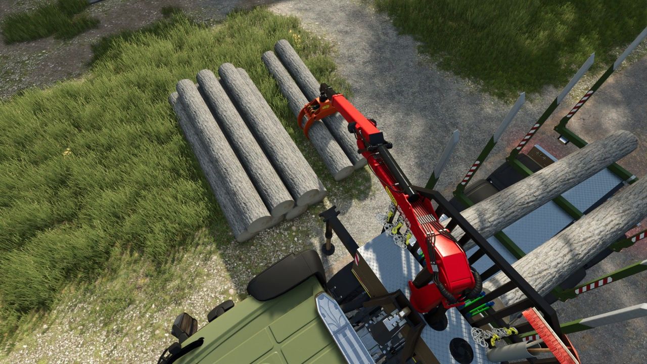 Efficient Forest Platform HKL with Crane for Mercedes and Hooklift in Farming Simulator 25