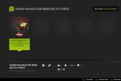 Legendarny Opryskiwacz Hardi Navigator 6000 — 36 m Szerokość i Zbiornik 6000 l do FS25 — 4