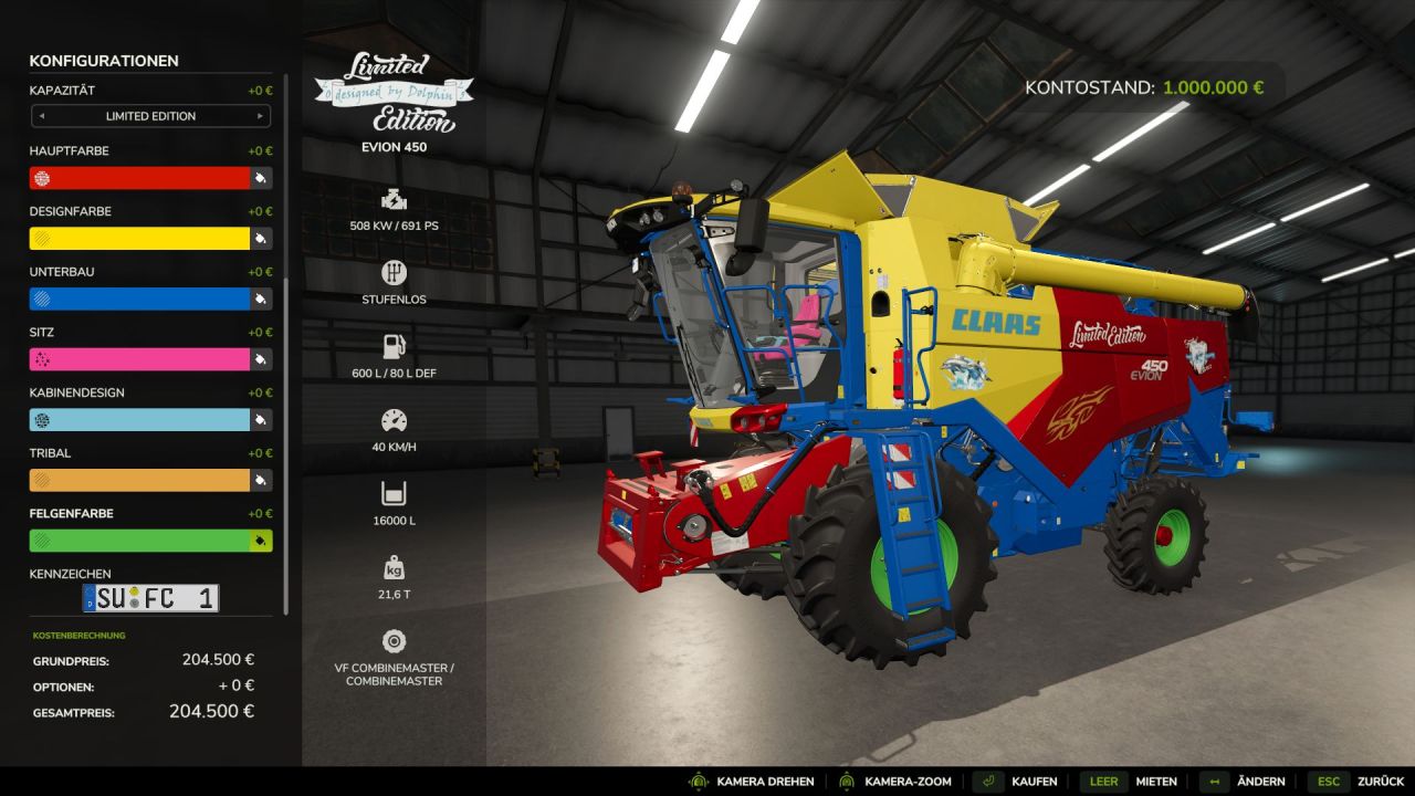 Лімітований Пак Claas Evion 450 Limited Edition — Прокачаний Комбайн і Обладнання для FS25