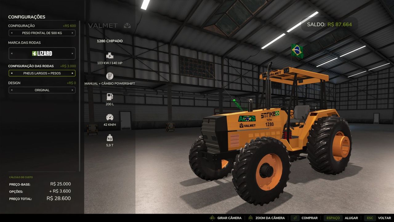 Трактор Valmet 1280/1580 для Farming Simulator 25