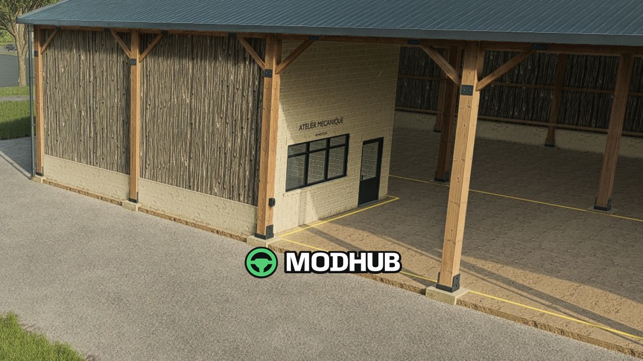 Holz-Hangar mit Werkstatt V1.0 für FS25