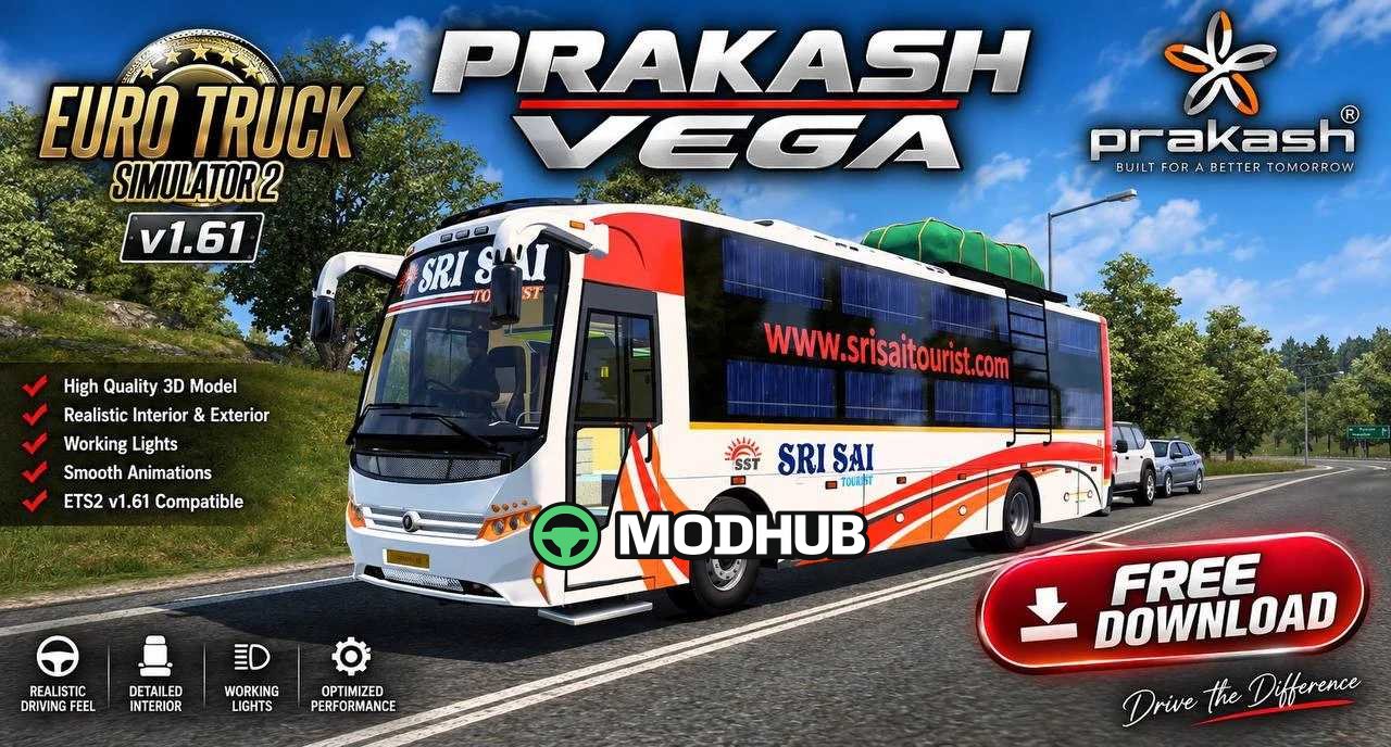 Автобус Prakash Vega Sleeper V5.0 для ETS2